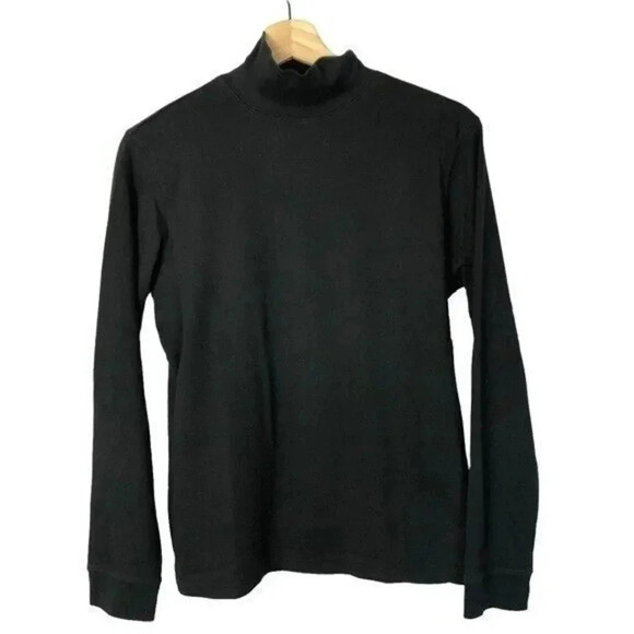 J. Crew Black Mock Neck Long Sleeve Top L - Picture 1 of 2
